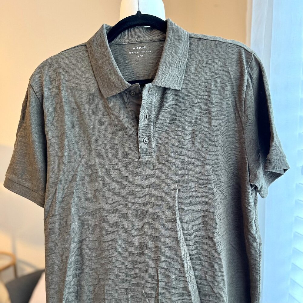 VINCE Men's M Peruvian 100% COTTON Short Sleeve Polo Shirt